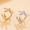 Stainless Steel Marine Animal Ring for Women - Starfish & Dolphin Design, Adjustable Size