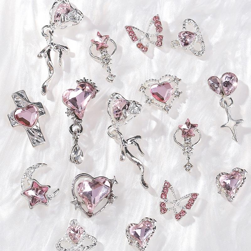 WTEMPO 24PCS Mixed Colorful Nail Charms Elegant Mini Nail Art Decorations Kit Arious Pattern Designs DIY Crafts Making Supplies Like Phone Cases Bags