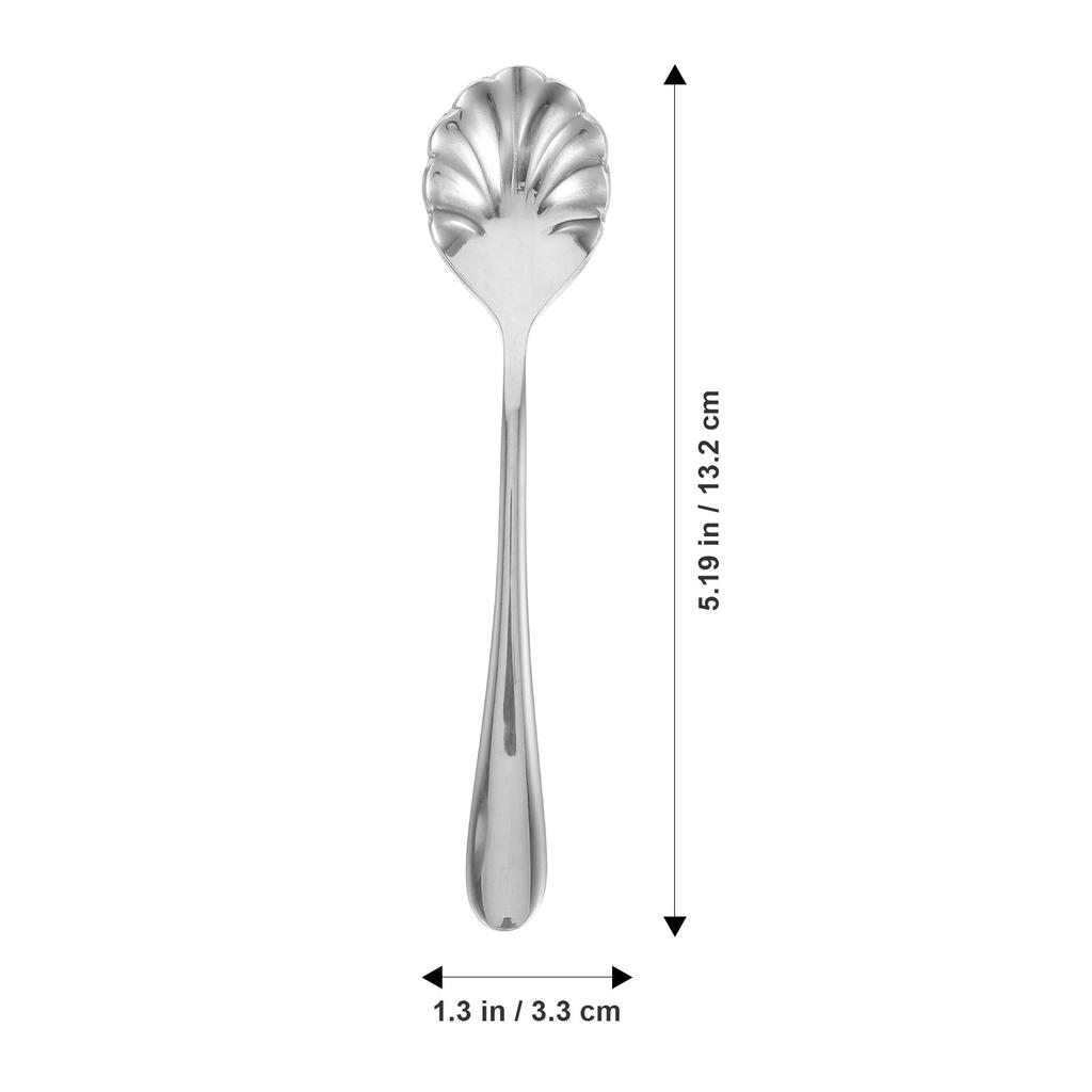 4Pcs Elegant Stainless Steel Shell Spoon Mirror Finish Thickened Handle Easy Grip Dessert Tea Ice Cream Coffee Spoon for Kitchen