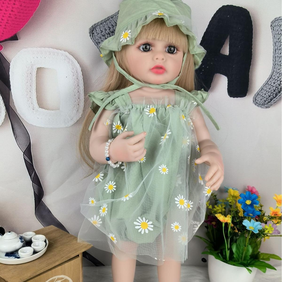 

Имитация куклы Мягкая резиновая кукла-перерождение девочка игрушка принцесса подарок наряд дети 55 см 55cm трава зеленый