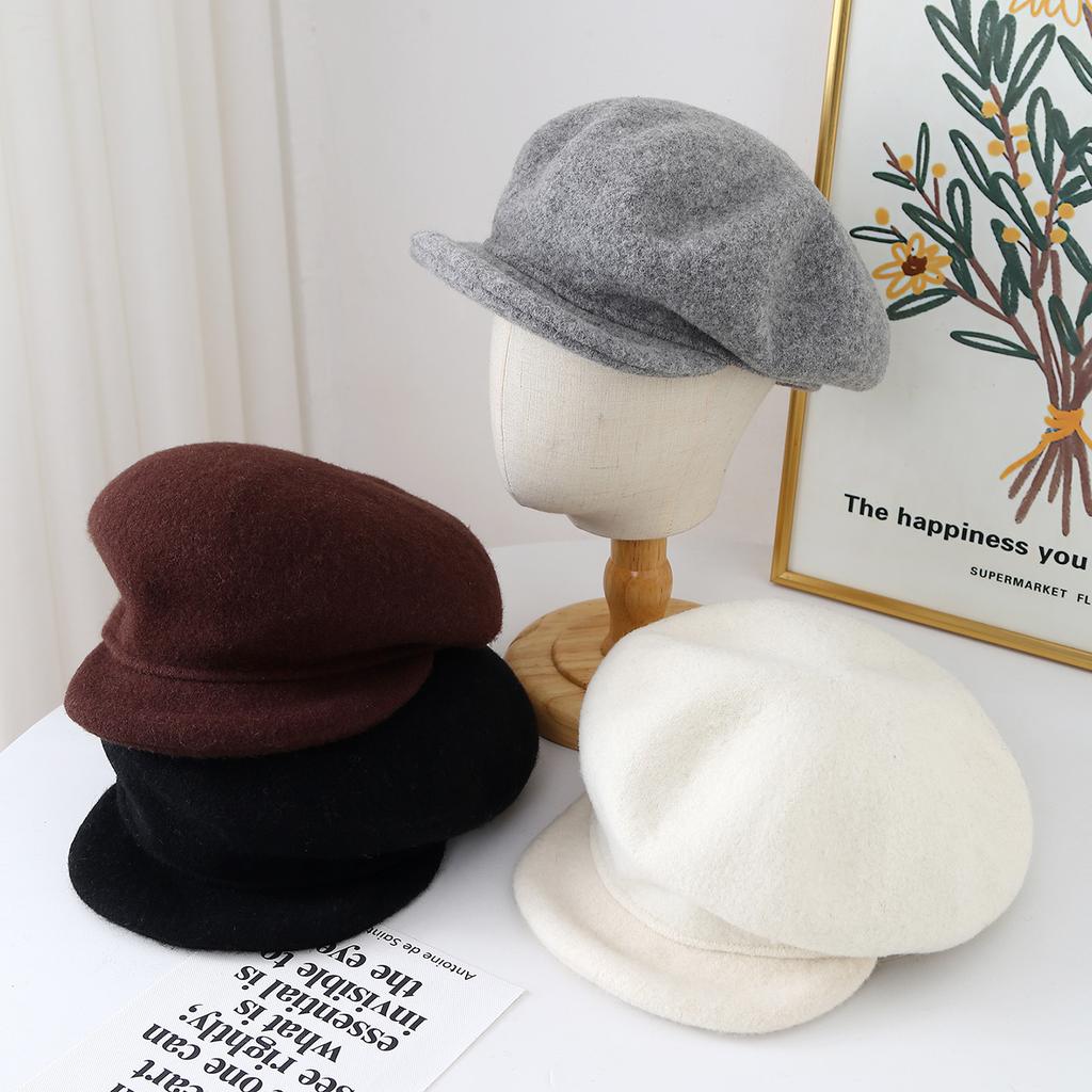Wool Beret Autumn Winter Hats For Women Retro Painters Cap Trendy New Fisherman Cap Elegant Newsboy Cap
