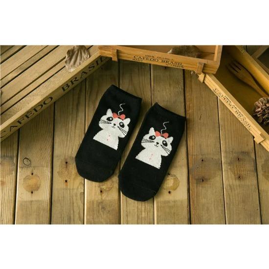 1 Paar Damen Baumwollsocken Cartton Katze Süße Socken für Mädchen Famale Niedliche Kleidersocken Lässig Sommer Niedlich Bequeme Kurze Socken
