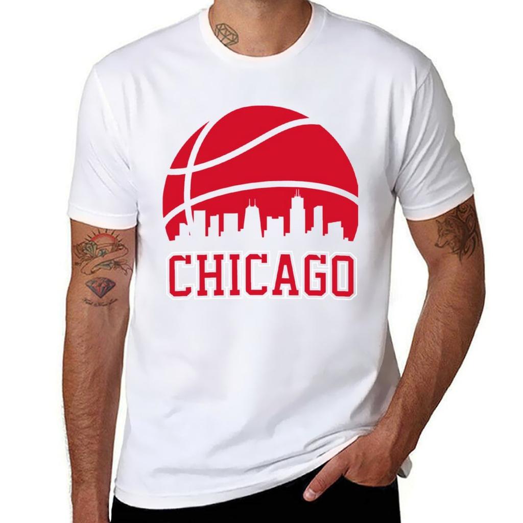 Retro Bulls Basketball Chicago City Skyline Tshirt Tops Boys Whites Graphics Quick Drying Funny T Shirts For Unisex