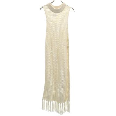 CABaN No Sleeve Crochet Knit Long Dress F Ivory Women Used