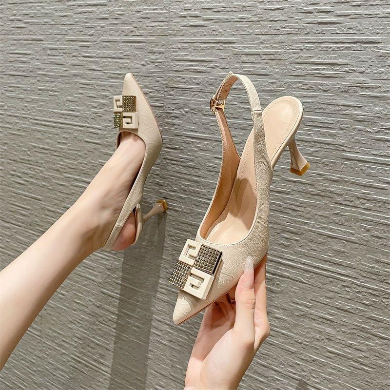 Pointed High Heeled Sandals for Women's Back Air Half Toe Single Shoes Women Shoes Elegant Sandals Women Pumps