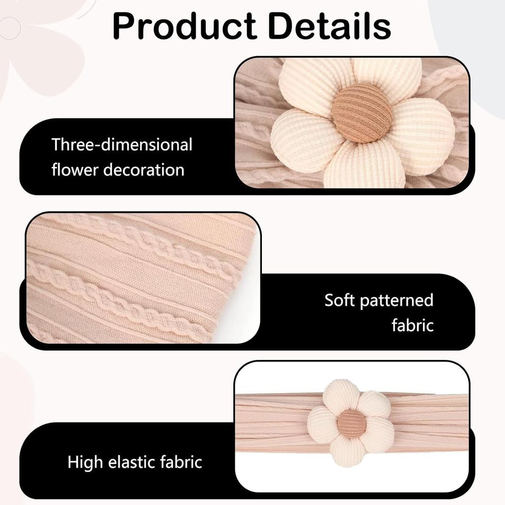 6 pieces high-elastic jacquard nylon headband, baby girl soft nylon hair band, baby hair accessories set