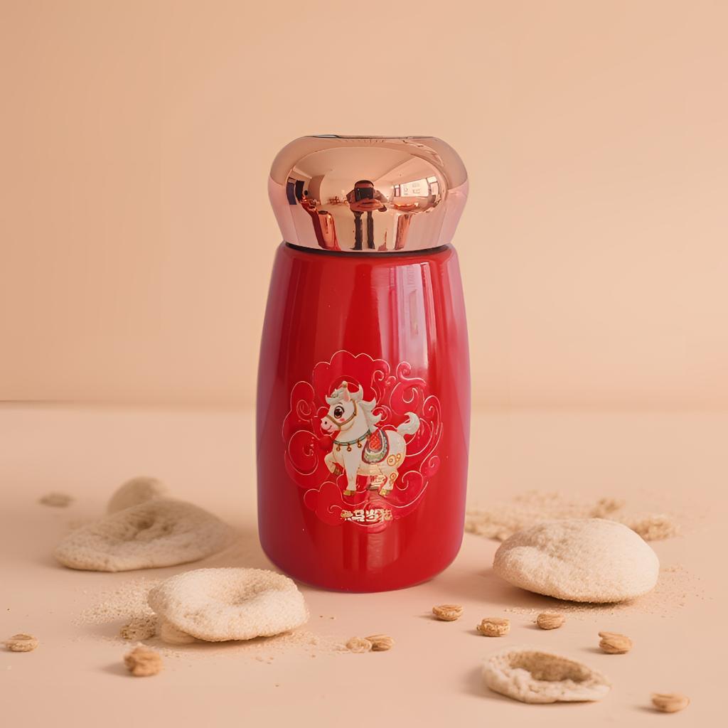 Small mushroom 316 covered ceramic thermos cup, small and portable water cup, new high-value intelligent temperature display pocket cup