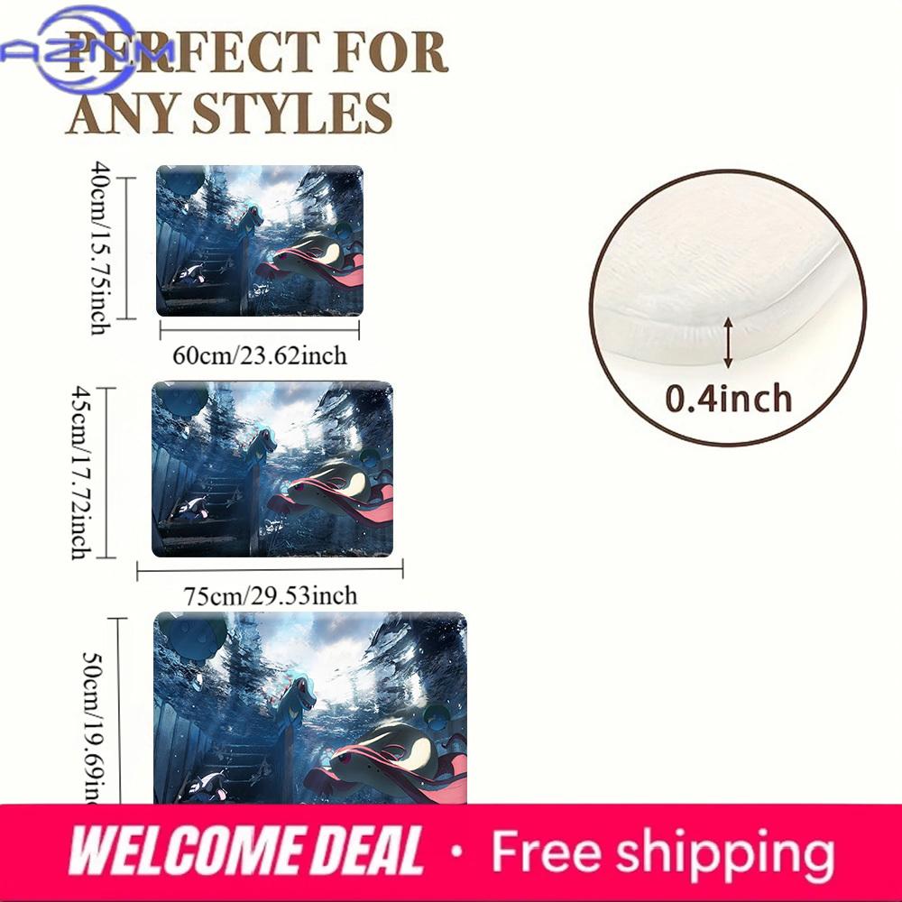 Pokemon Water Type Underwater Adventure Print Non-Slip Doormat, Absorbent Floor Mat for Home Decor