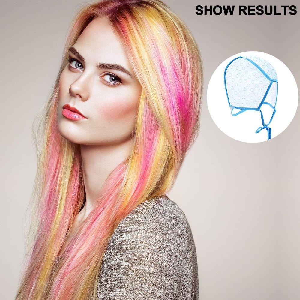 Reusable Hair Coloring Cap With Plastic Crochet Hook Dye Hat Caps Hair Hairstyling Tools  Salon DIY