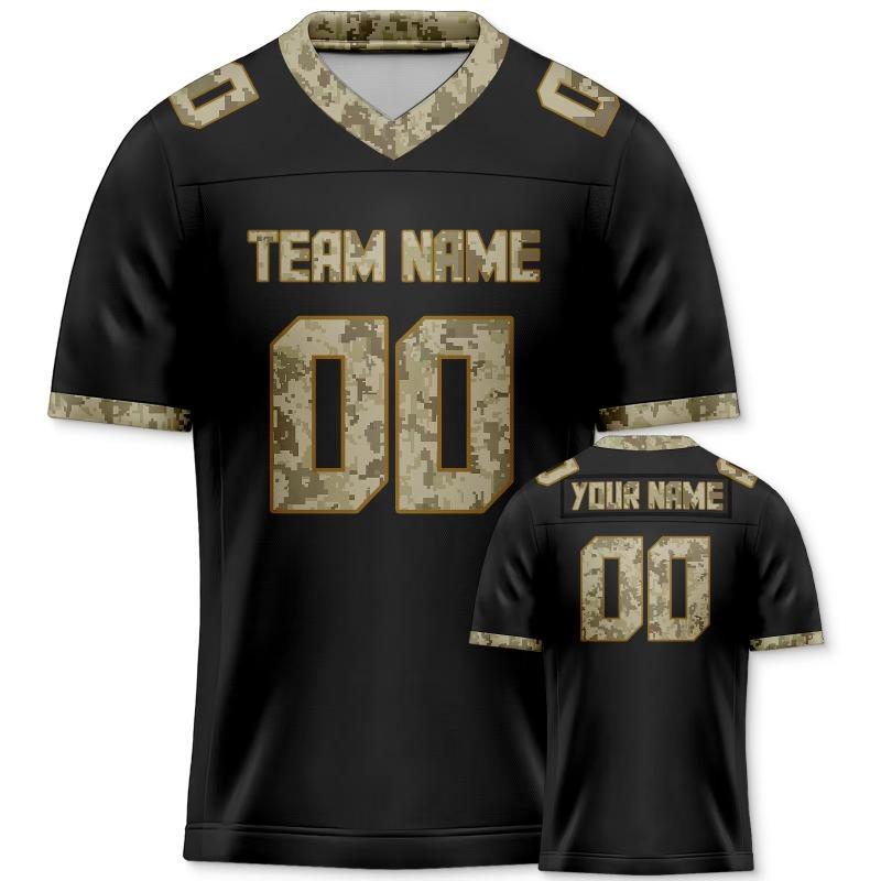 Camiseta de Fútbol Americano Camuflaje Personalizada con Nombre y Número Camuflaje Camiseta de Equipo de Fútbol para Mujeres, Hombres y Niños