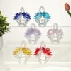 Elegant Crystals Rose Basket Figurine for Home Decoration, Sparkling Tabletop Ornament for Living Room