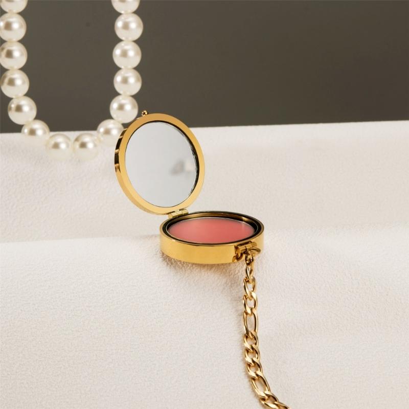 Sturdy Stainless Steel Lipstick Holder Bracelet Featuring Shell Design High Polish Finish for Everyday Wear