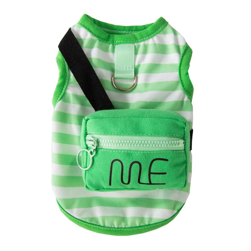 Dog Clothes Three-dimensional Backpack Striped Traction Breathable Vest Teddy Bear Small and Medium Dog Cat Pet Clothes