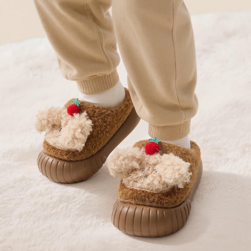 Winter Cute Children Home Slippers Plush Warm Thick Bottom Slides Cartoon Comfortable Non-Slip Slippers Indoor Outdoor Men Casual Slippers