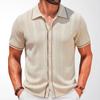 Herren Kurzarmhemden Atmungsaktive Button-Down Poloshirt Tops Strandurlaub Leichtgewicht Golf Hemden mit Kragen Sommer Freizeit Strickhemden für Herren