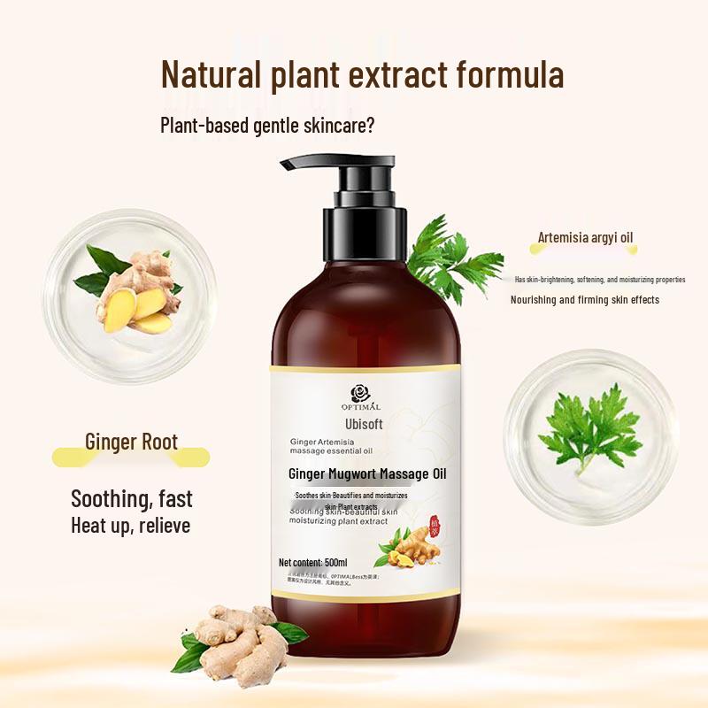 Mugwort Ginger Meridian Massage Oil for Soothing Relaxation and Warming Body Treatment
