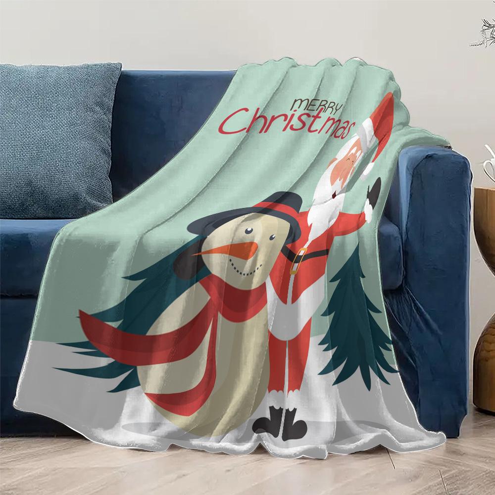 Santa Claus Throw Blanket Cozy Christmas Gift Holiday Home Decor Festive Reindeer Soft Warm Bedspread Xmas Present Gift