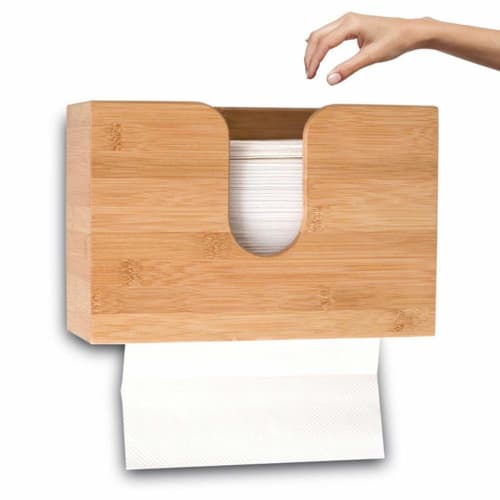 Wooden Wall-Mounted/Countertop Toilet Paper Dispenser with 150 Pumping Foldable Paper Towels, Suitable for Kitchens, Bathrooms, Restaurants, and Hotel