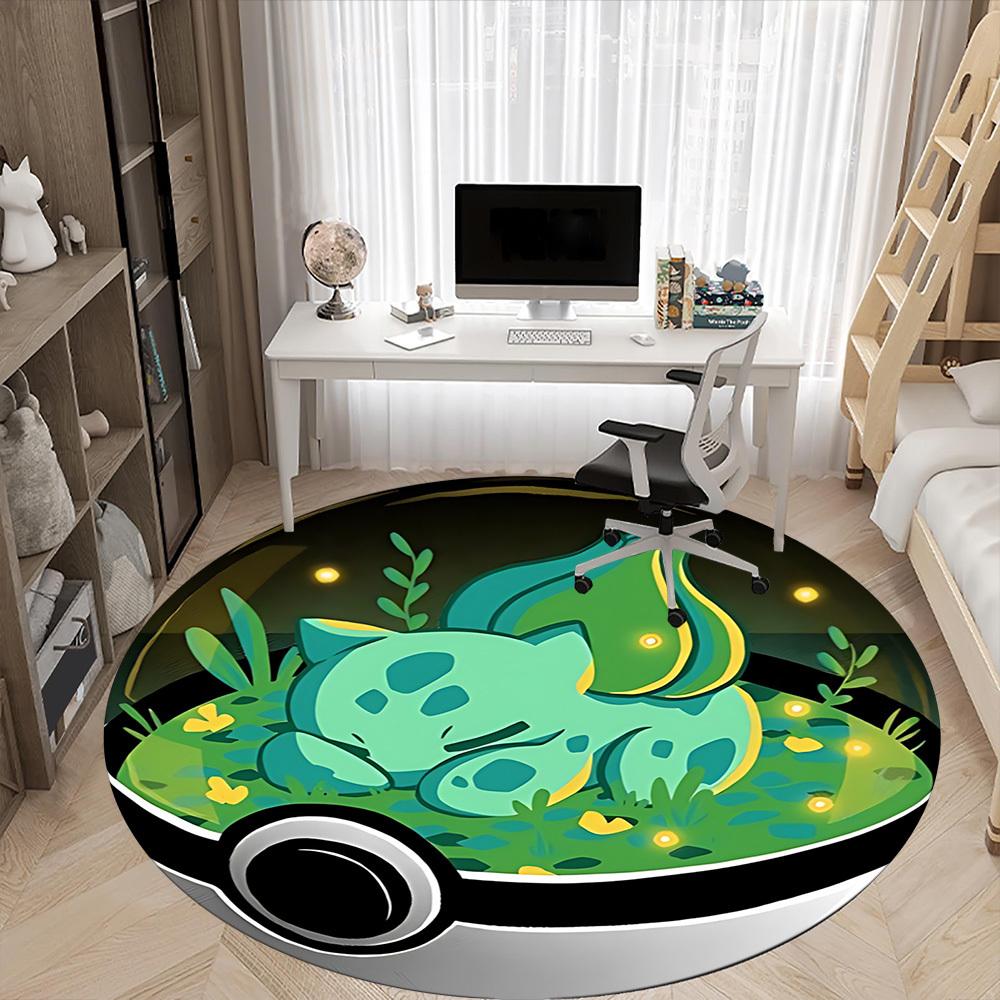 Pokemon Ball, Bulbasaur Office Round Area Rug,  Under Office Chairs Bedroom Living Room Home Decor A0908125