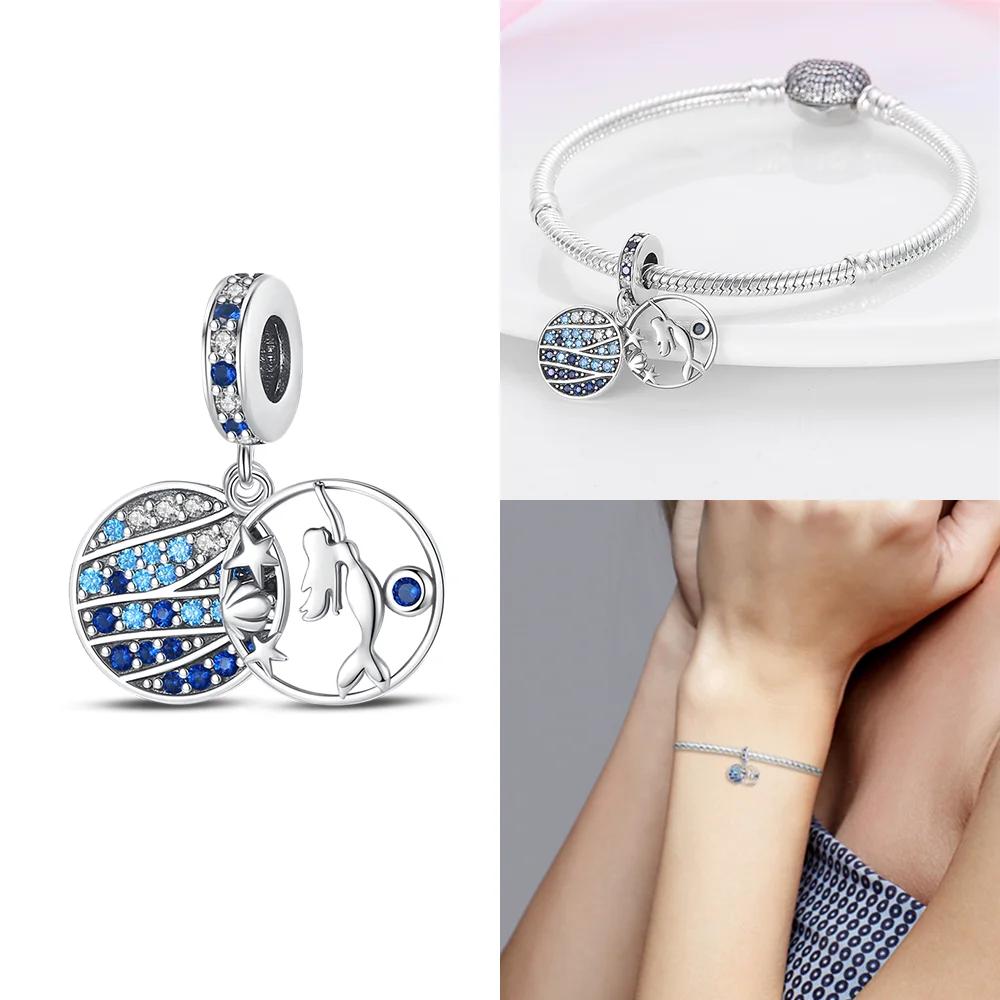 Original Ocean Series Fit 3Mm Bracelet 100% Authentic Copper Turtle Crab Mermaid Charm Beads Diy Jewelry Gift