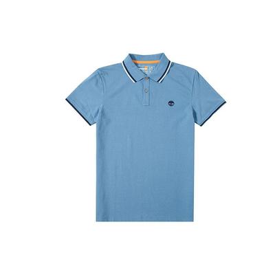 Color Block Rand Sport Trainings Polohemd Herren Oberteile Blau A62SH-DJ5