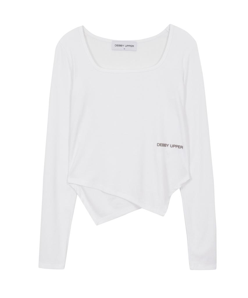 DEBBY UPPER Logo Square Neck T-Shirt_White
