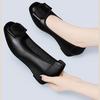 Shallow bevel heel single shoes women's 2025 new summer mid-heel black soft-soled soft leather one-pedal middle-aged mother leather shoes