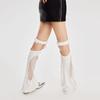 Women Harajuku Suspender Flared Leg Warmer Aesthetic Punk Garters Stockings Hollow Out Fishnet Leg Cover Streetwear