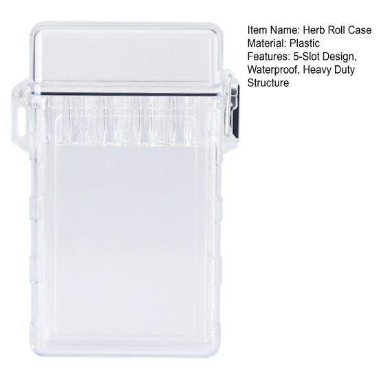 Průhledná 3/5-slotová krabička na bylinkové cigarety Vodotěsný odolný plast Venkovní cestovní přenosný držák/organizér na krabičky na bylinkové cigarety Úložný kontejner