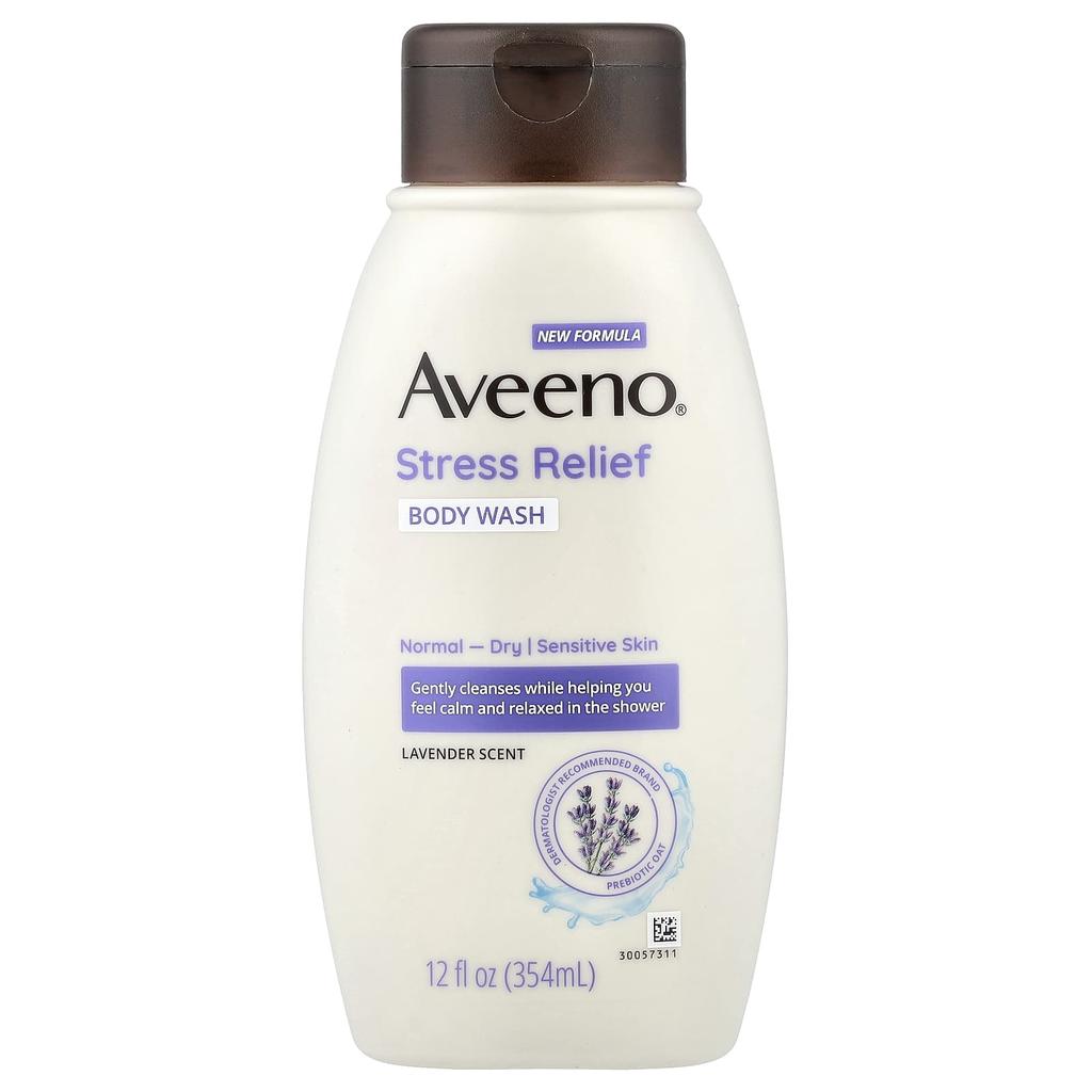 Aveeno, Stress Relief Body Wash, Normal to Dry Skin, Lavender Scent, 354 ml (12 fl oz)