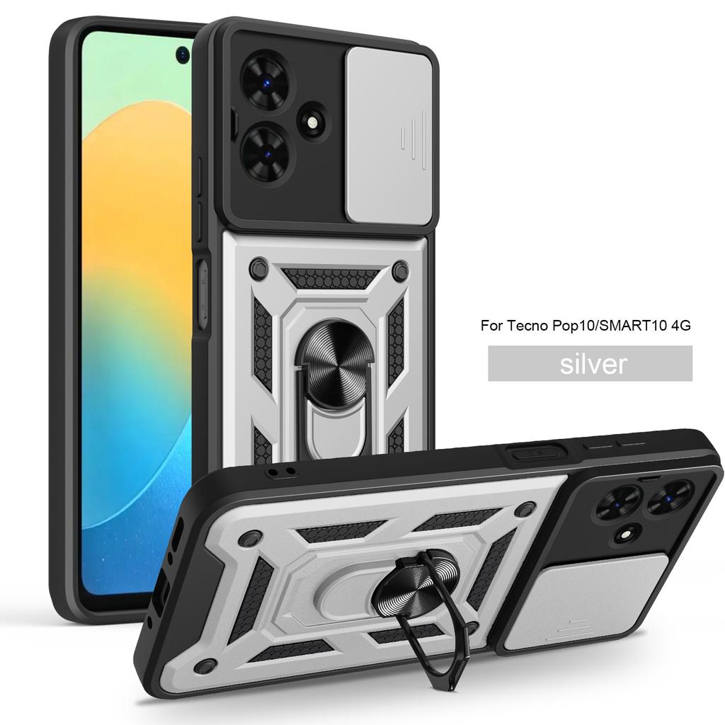 For Infinix Smart 10 Case Infinix Smart 10 Cover Magnetic Ring Holder Armor Phone Case Slide Camera Protect Back Cover