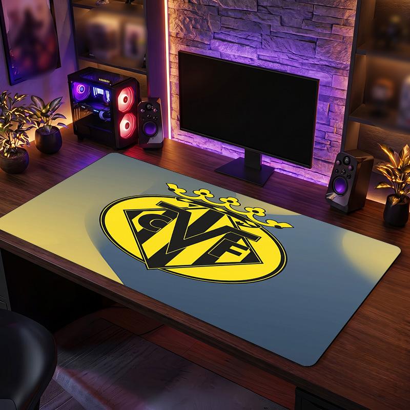 Villarreal FC Theme Pattern Mouse Pad, Soccer Logo Design XXL Gaming Desk Mat Non-Slip Computer Mouse Pad