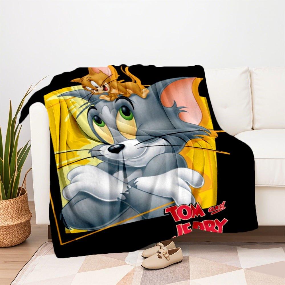 Tom and Jerry Blanket Flannel Throw Blanket for Sofa, Bed, Travel, Camping, Office