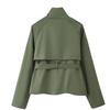 Women's Cropped Trench Coat Double Breasted Short Jacket High Collar Fall Winter Coats Trendy Outfit With Belt
