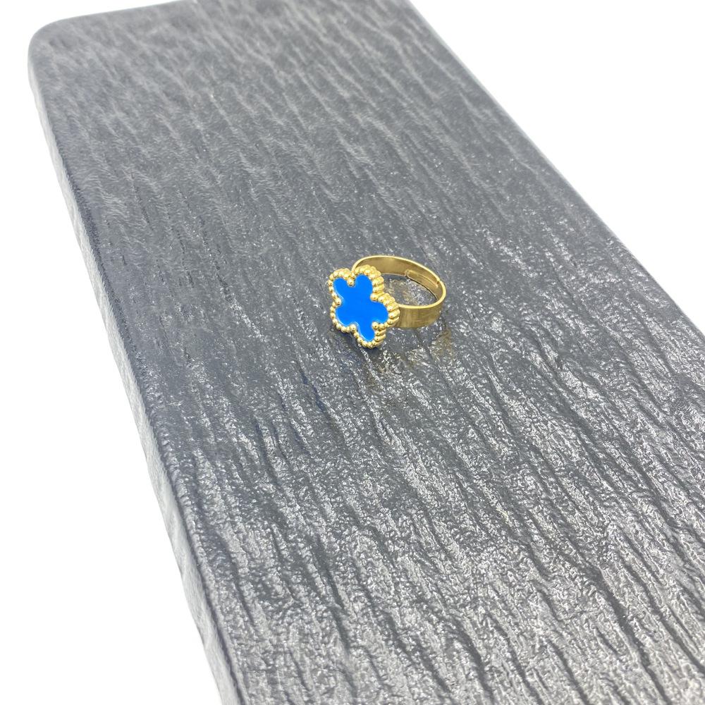 Lucky Five-Leaf Clover Adjustable Titanium Steel Ring