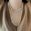 Court Style Double C Pendant Pearl Necklace - French Retro Sweater Chain with a Design Sense, Niche Jewelry.