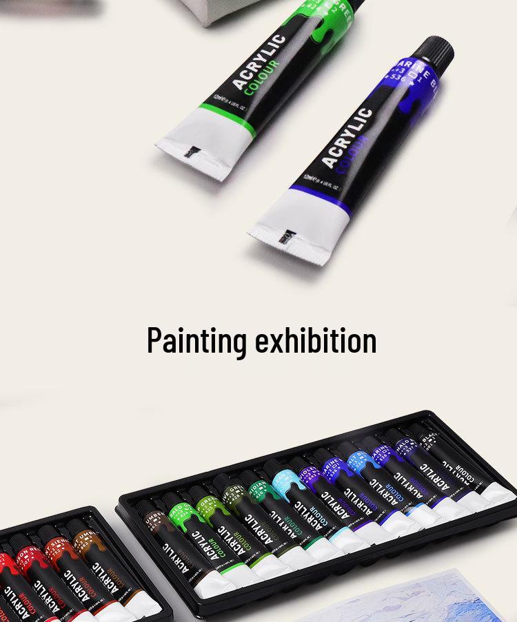Acrylic Paint Set: 12 or 24 Colors in 12ml or 60ml, Waterproof, Hand-Painting DIY Kit