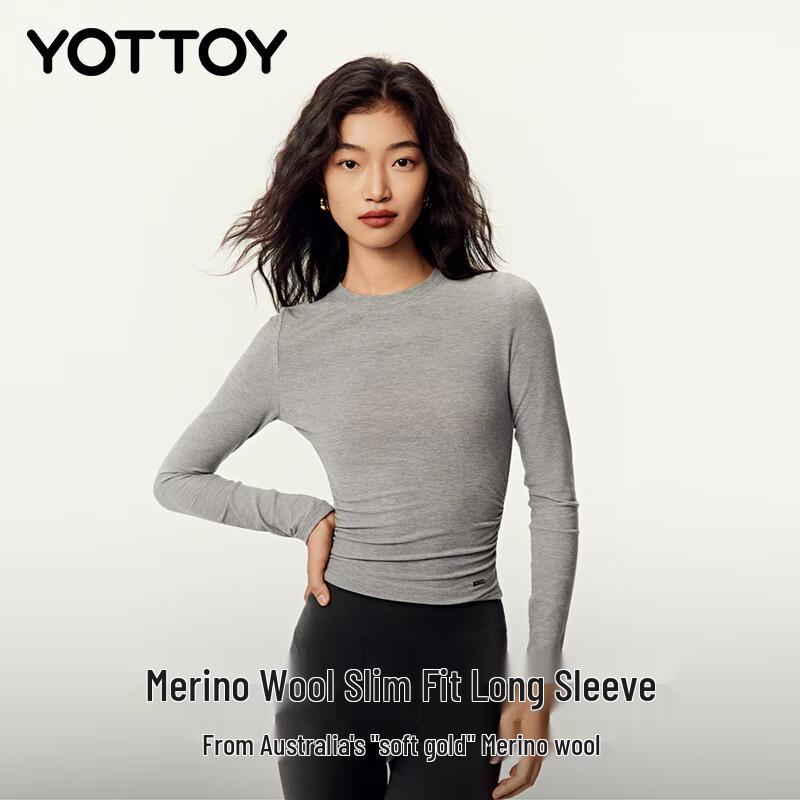 Yottoy Women s Merino Wool Slim Fit Long Sleeve Top S