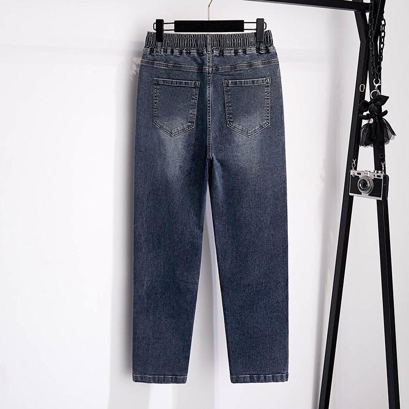 Plus Size Women's High Waist Slimming Denim Pants - Casual Loose Fit