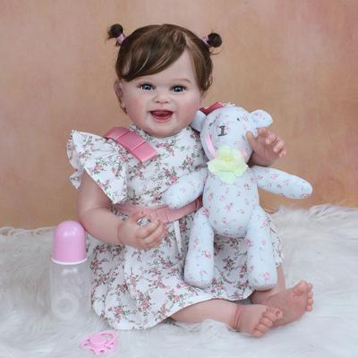 3d pintura pele silicone reborn brinquedo do bebê para a menina realista 55 cm sorridente princesa bebe arte boneca com veia jogar casa coleção