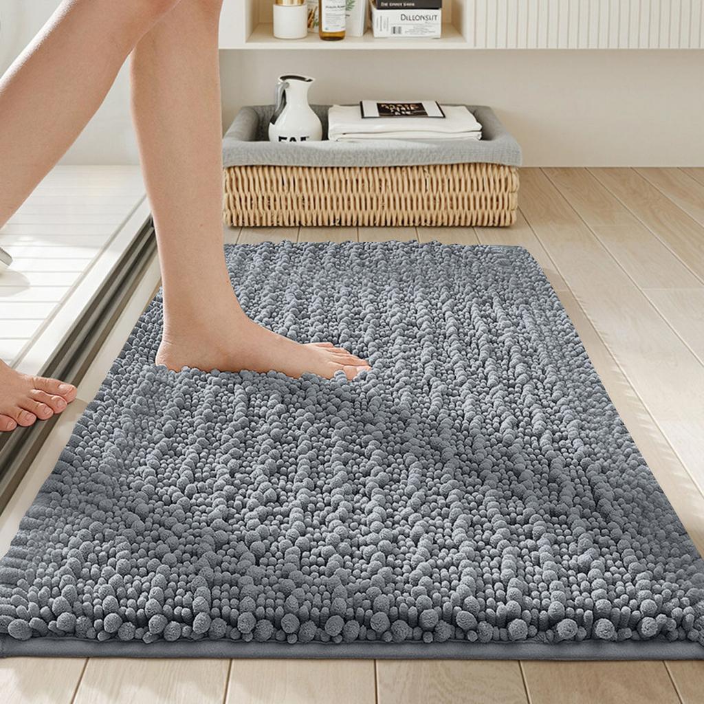 Chenille Bathroom Rug, Extra Soft, Thick, Absorbent, Long-pile, Non-, Machine Washable And Dryable, Suitable For Bathrooms.