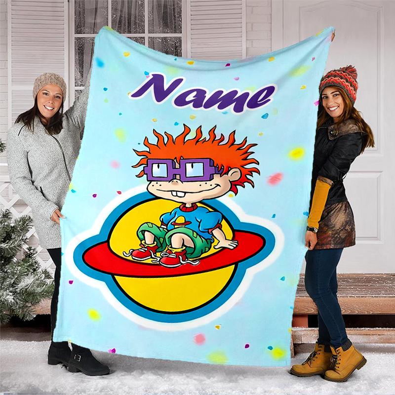 Personalized Custom Name Blanket - Rugrats Print Design,Blanket for Sofa,Bed,Travel,Camping - Soft and Warm, Great Gift