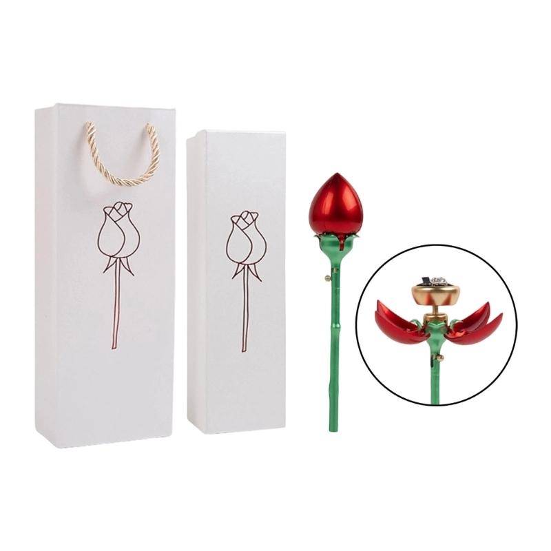 Automatic Opening Rose Shape Jewelry Box Jewelry Rings Organizers Suitable for Rings and Pendants with Elegant Design