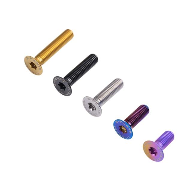 M6*10 12 14 16 18 20-70mm TC4 GR5 Titanium Alloy T30 Torx Flat Countersunk Screw Bolt for Bike Bicycle Road Bike Multiple Colors