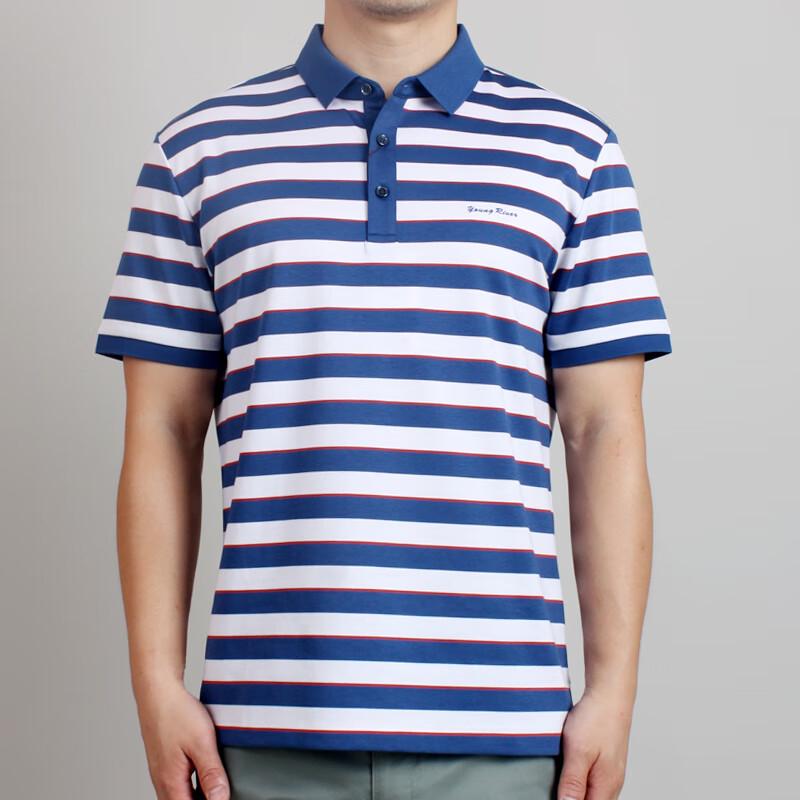 YOUNG RIVER Men s Striped Business Casual Polo Shirt XL