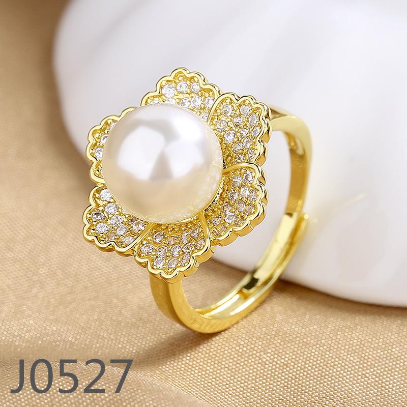 Korean Light Luxury Pearl Ring for Women – High-End Adjustable Index Finger Jewelry, Customizable Setting.