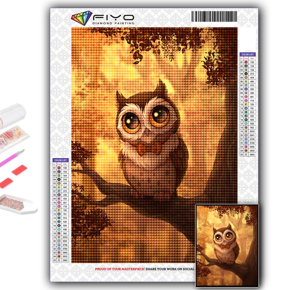 Gör-det-själv 5D Diamantmålning Djuruggla Korsstygnskit Full Drill Broderi Mosaikkonst Bild av Rhinestones Present