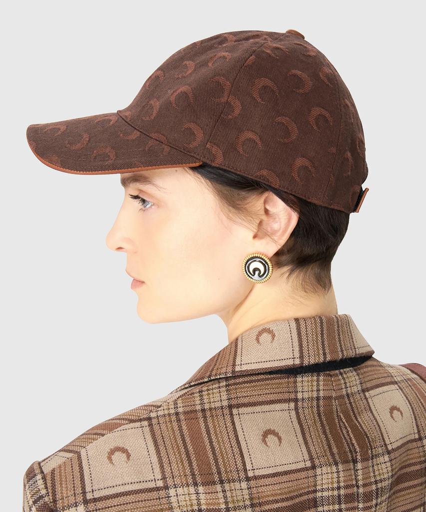 MARINE SERRE (U) Moon Jacquard Twill Baseball Cap Deep Brown Moon Jacquard Twill Baseball Cap Br40 Deep Brown