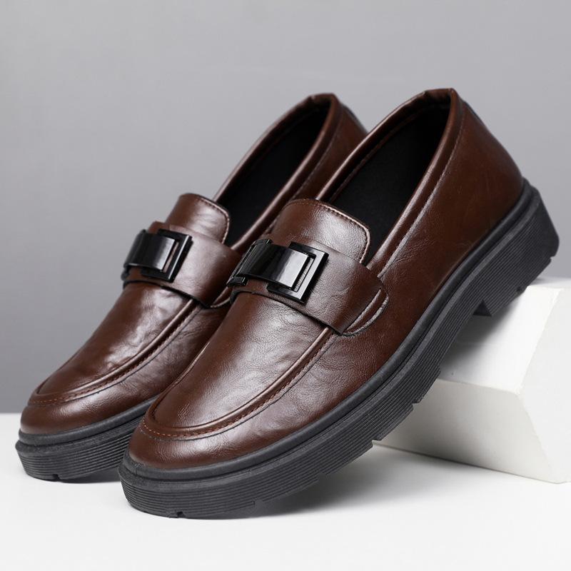 Leather shoes new fashion versatile men's casual leather shoes solid color waterproof lightweight wear-resistant men's shoes