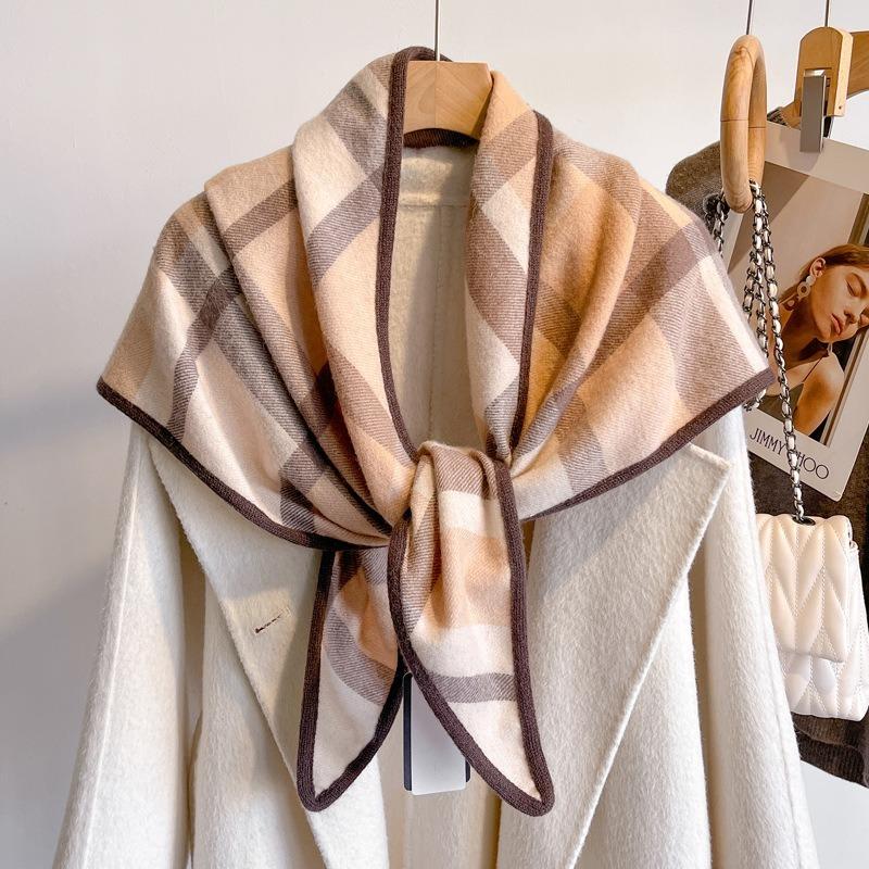 

Lady Scarves Color Lattice Tassel Shawl Wraps Outdoor Windproof Winter Pure CashmereThicken Shawl Scarf Women Long Female XWJ105 195x75cm